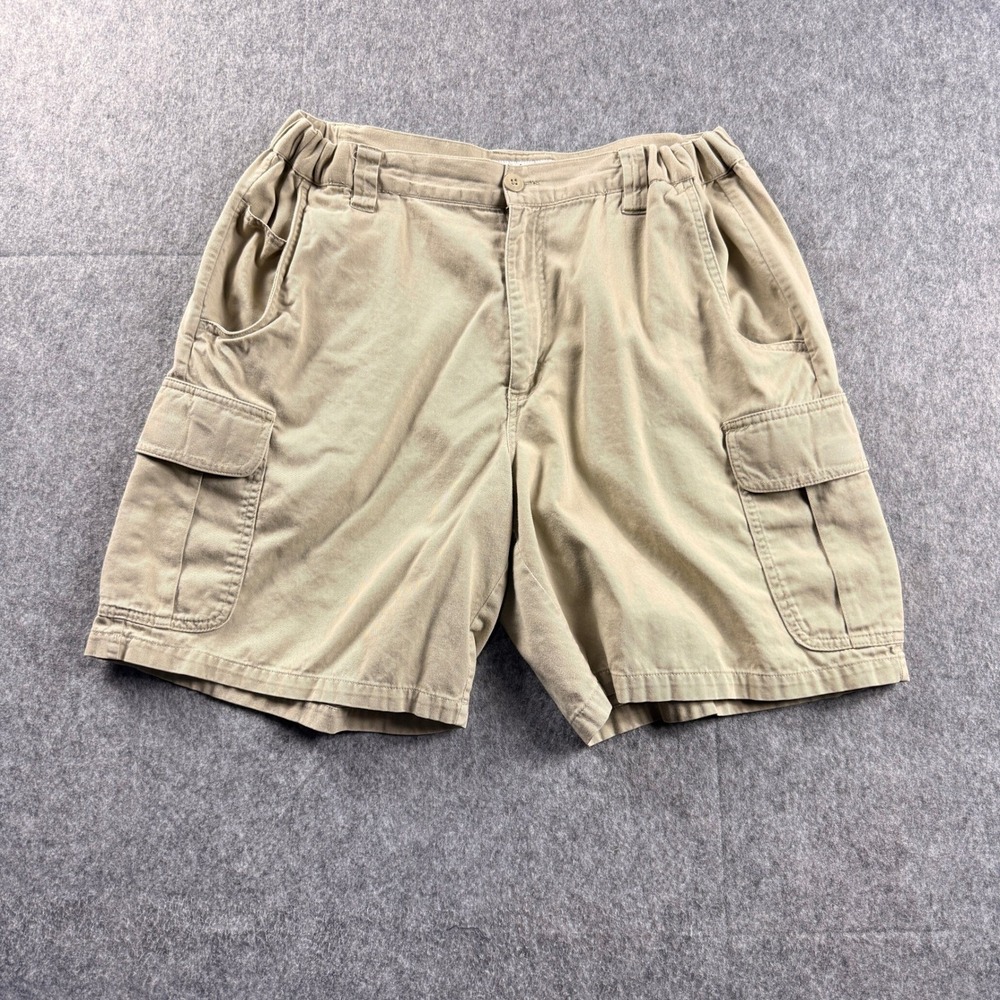 Columbia Mens Khaki Cotton Cargo Shorts 30 Elastic Waist‎ Outdoor XM4252 Tan